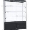 Black 1500mm Aluminium Framed Glass Display Cabinet With Storage