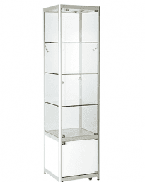Aluminium Framed Upright Glass Display Tower With Cabinet (VTS550)