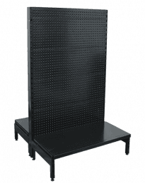 Double Sided Black Volcano Pegboard Gondola Shelving Units 450mm Base