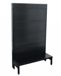 Narrow Aisle Single Sided Black Volcano Pegboard Gondola Units 300mm Base
