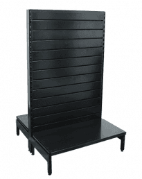 Double Sided Black Metal Slatwall Panel Gondola Shelving Units 450mm Base